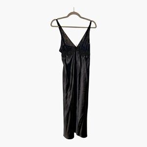 Cachet by Tracy Black Satin Lace Slip Dress Y2K Evening Maxi Small